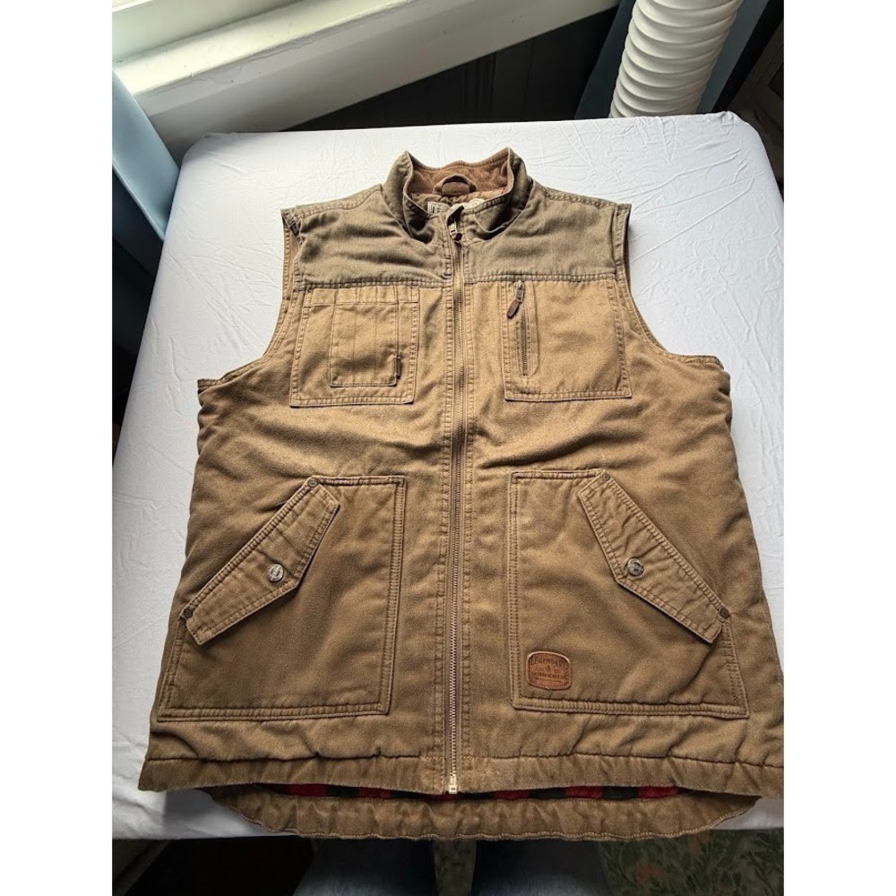 Men's Full Zip-up Canvas / Quilted Cotton Vest by Legendary Outfitters - Size LG